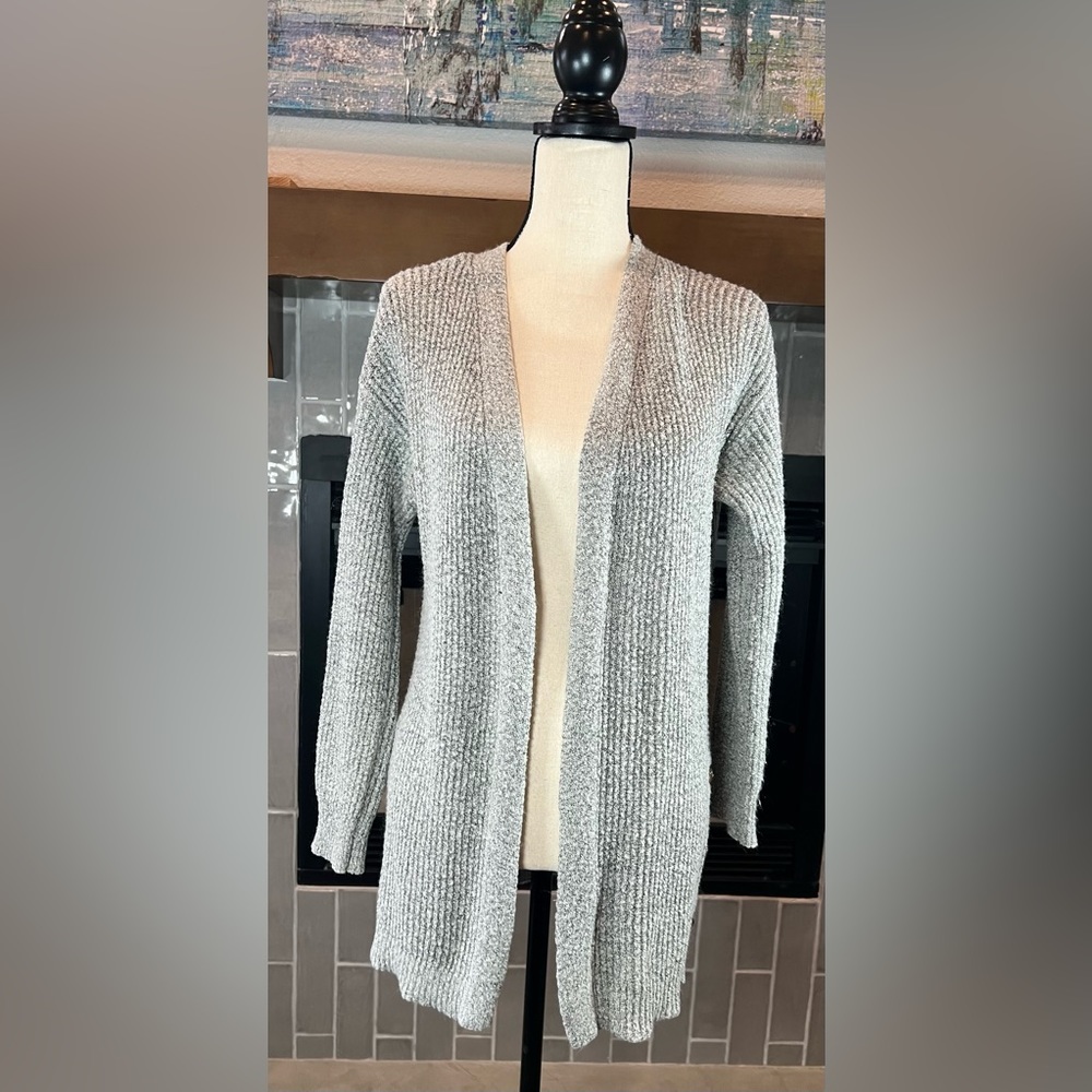 #588 Anthropologie Mine Gray Open Front Button Sides Cardigan Size Medium